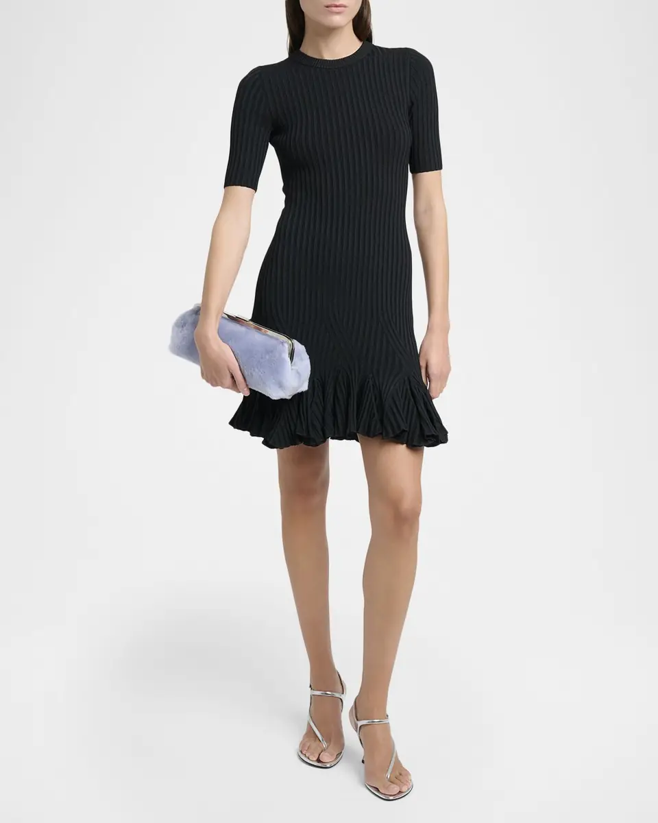 Proenza Schouler Leandra Rib Short-Sleeve Mini Dress | Thumbnail 2