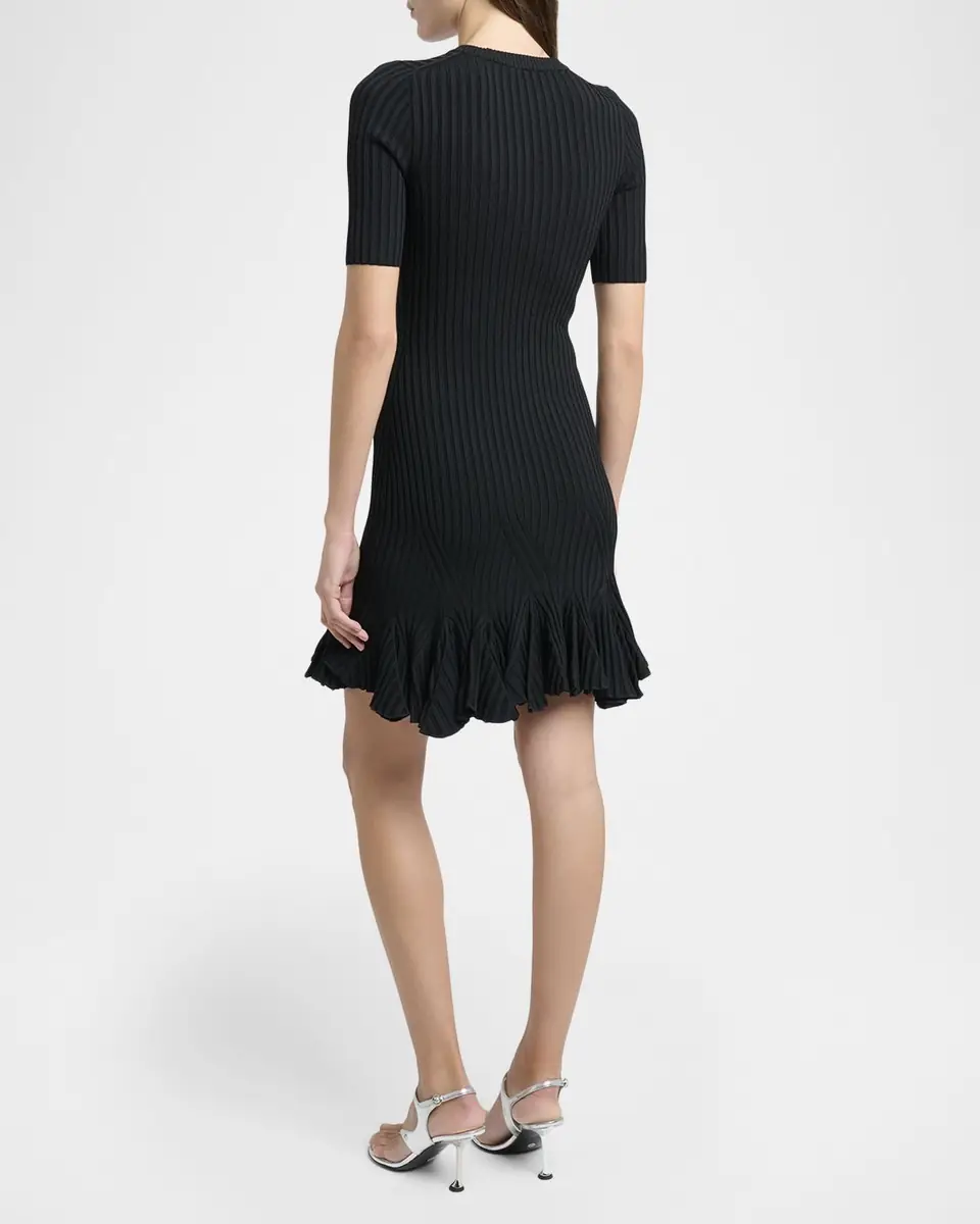 Proenza Schouler Leandra Rib Short-Sleeve Mini Dress | Thumbnail 3