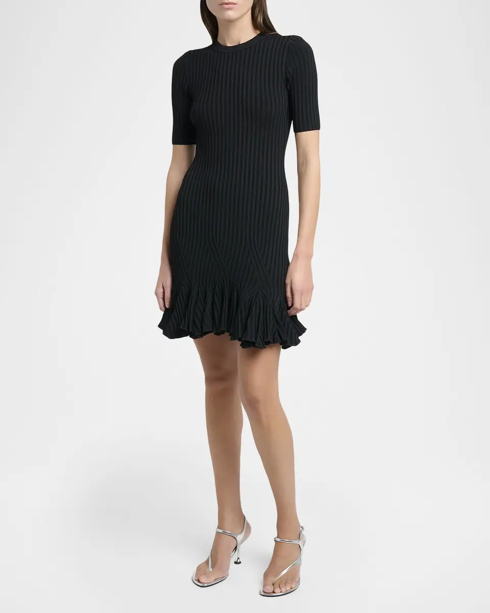 Proenza Schouler Leandra Rib Short-Sleeve Mini Dress | Thumbnail 4