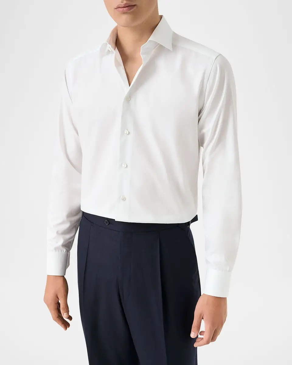 Eton Men's Slim Fit Textured Elevated Pique Dress Shirt | Thumbnail 4 Eton Men's Slim Fit Textured Elevated Pique Dress Shirt | Thumbnail 4