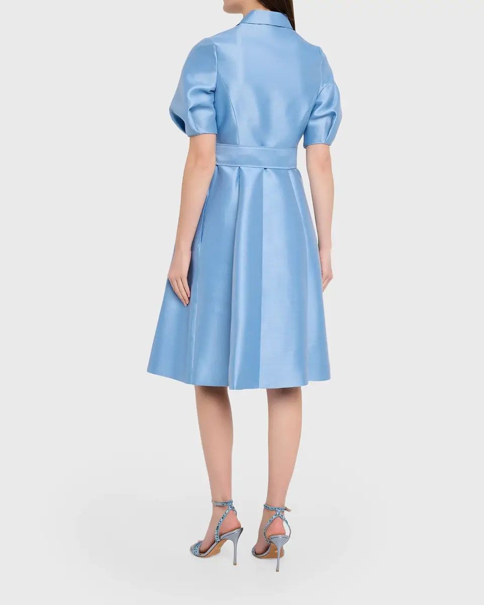 Rickie Freeman for Teri Jon Puff-Sleeve Pique Faille Shirtdress | Thumbnail 3 Rickie Freeman for Teri Jon Puff-Sleeve Pique Faille Shirtdress | Thumbnail 3
