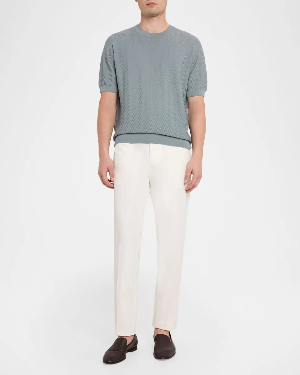 Emporio Armani Men's Cotton and Silk Flat Front Trousers | Thumbnail 2 Emporio Armani Men's Cotton and Silk Flat Front Trousers | Thumbnail 2