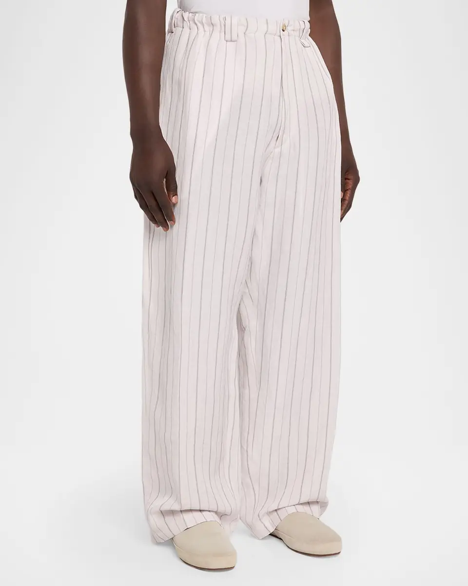 Willy Chavarria Men's Toluca Striped Oversized Linen-Blend Pants | Thumbnail 4