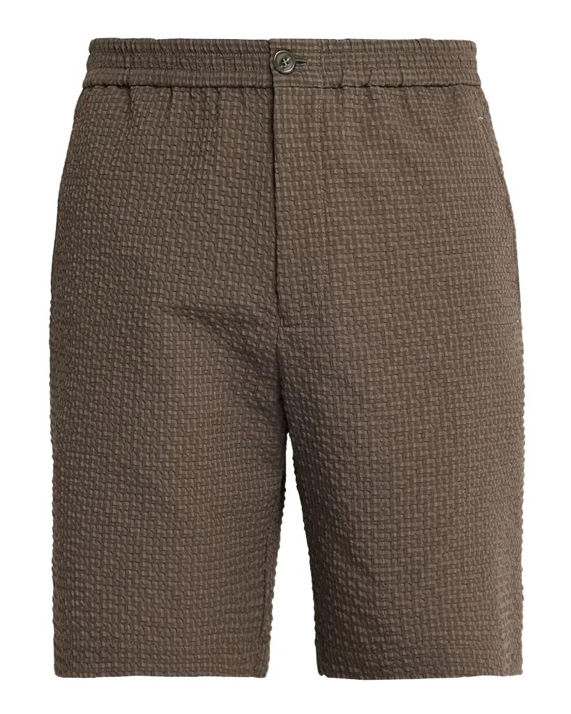 Emporio Armani Men's Geometric Textured Flat-Front Shorts | Image 1 Emporio Armani Men's Geometric Textured Flat-Front Shorts | Image 1
