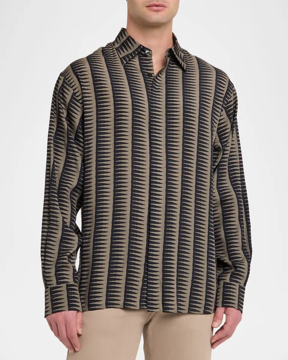 Emporio Armani Men's Jagged Edge Stripe Sport Shirt | Thumbnail 4 Emporio Armani Men's Jagged Edge Stripe Sport Shirt | Thumbnail 4