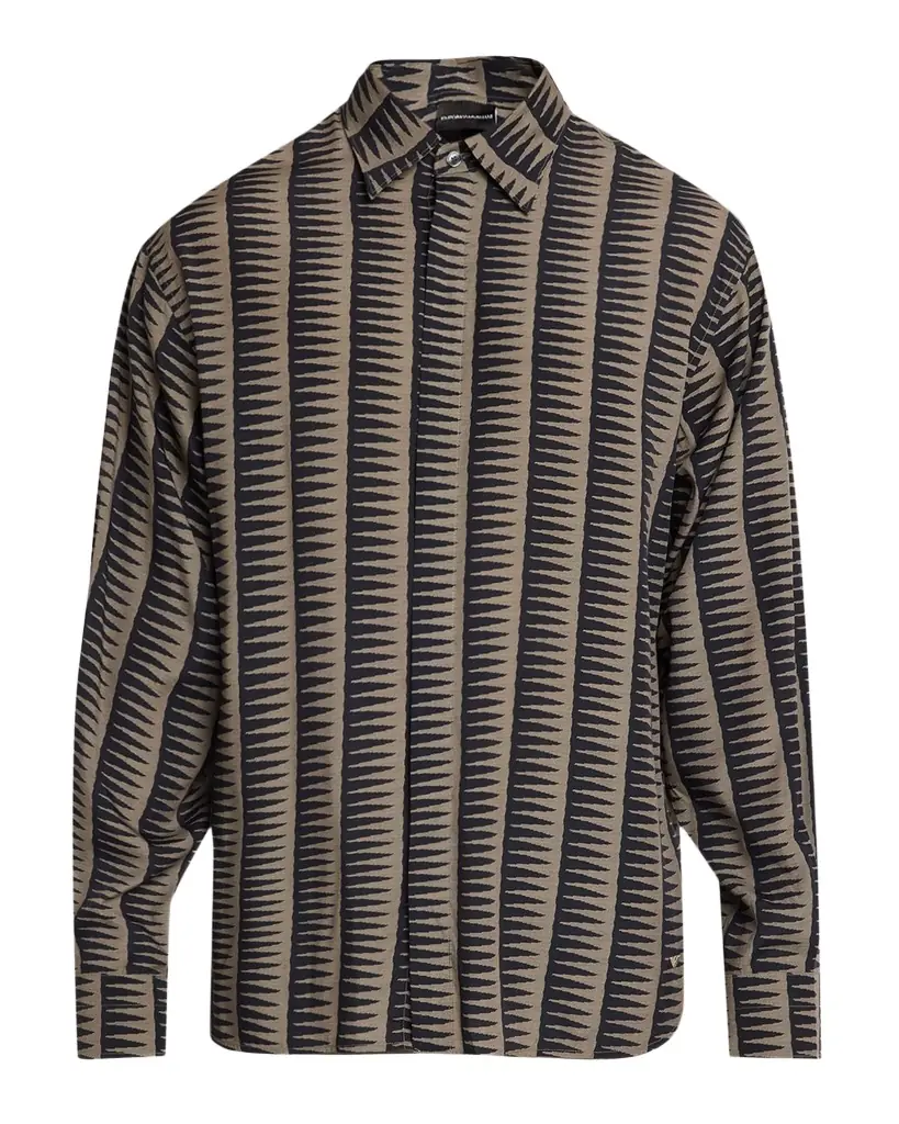 Emporio Armani Men's Jagged Edge Stripe Sport Shirt | Image 1 Emporio Armani Men's Jagged Edge Stripe Sport Shirt | Image 1