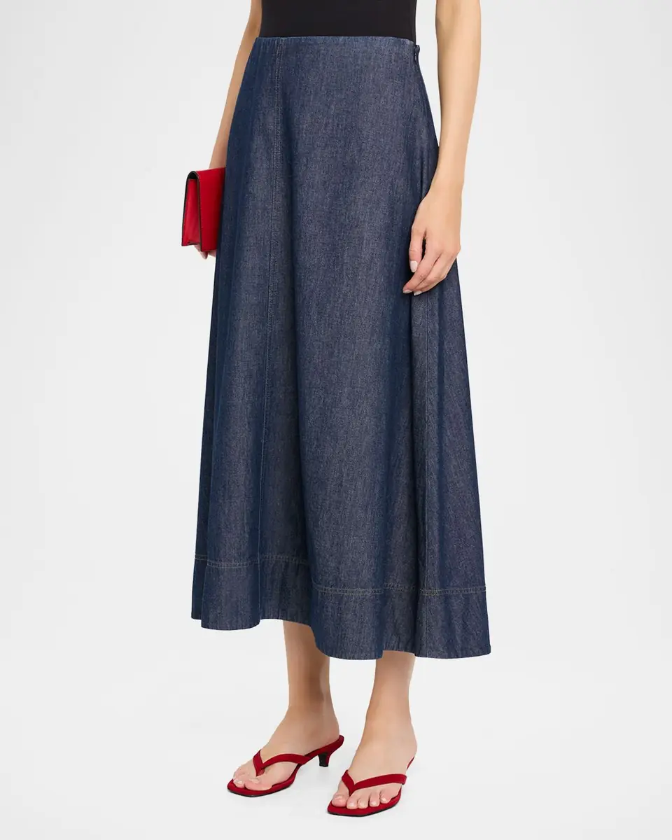 Eileen Fisher Organic Cotton Denim Midi Skirt | Thumbnail 4
