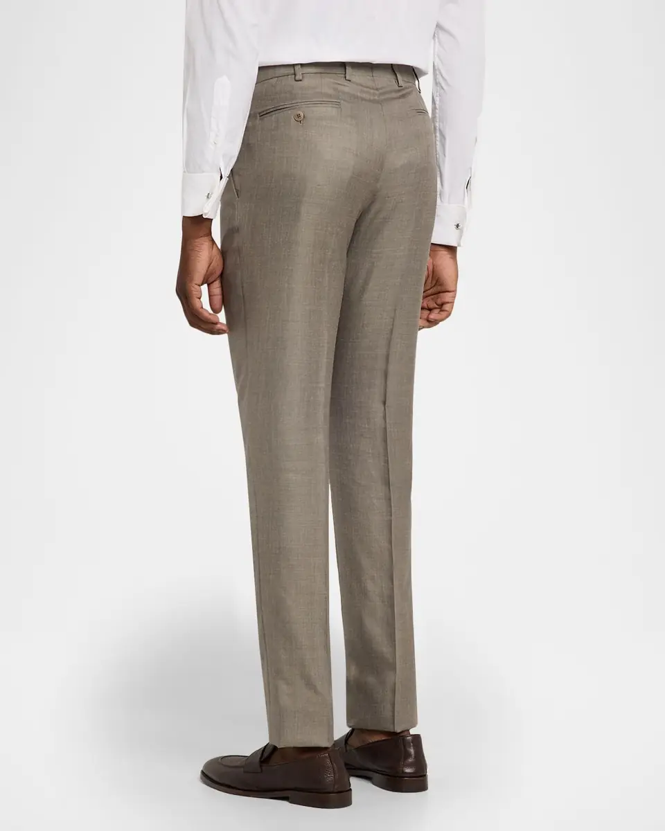 Brioni Men's Silk Twill Flat-Front Trousers | Thumbnail 3 Brioni Men's Silk Twill Flat-Front Trousers | Thumbnail 3