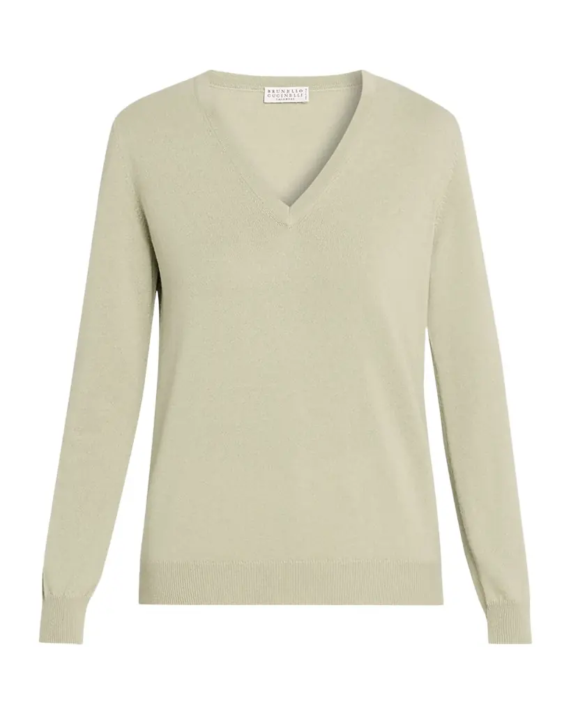 Monili-Trim V-Neck Cashmere Sweater Monili-Trim V-Neck Cashmere Sweater