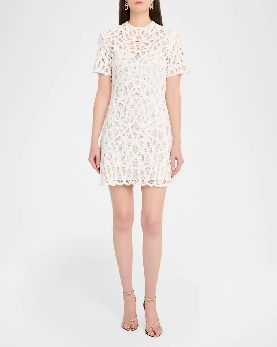 SIMKHAI Desiree Scalloped Macrame Mini Dress | Thumbnail 2