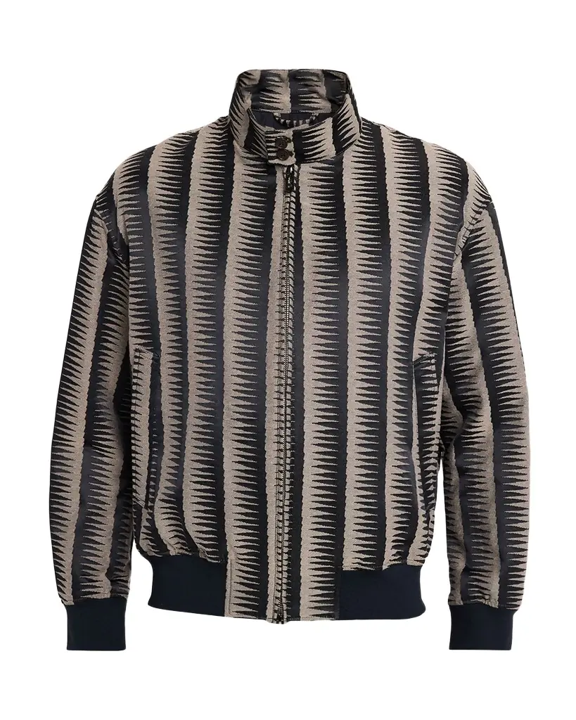 Emporio Armani Men's Stripe Jagged-Edge Bomber Jacket | Image 1 Emporio Armani Men's Stripe Jagged-Edge Bomber Jacket | Image 1