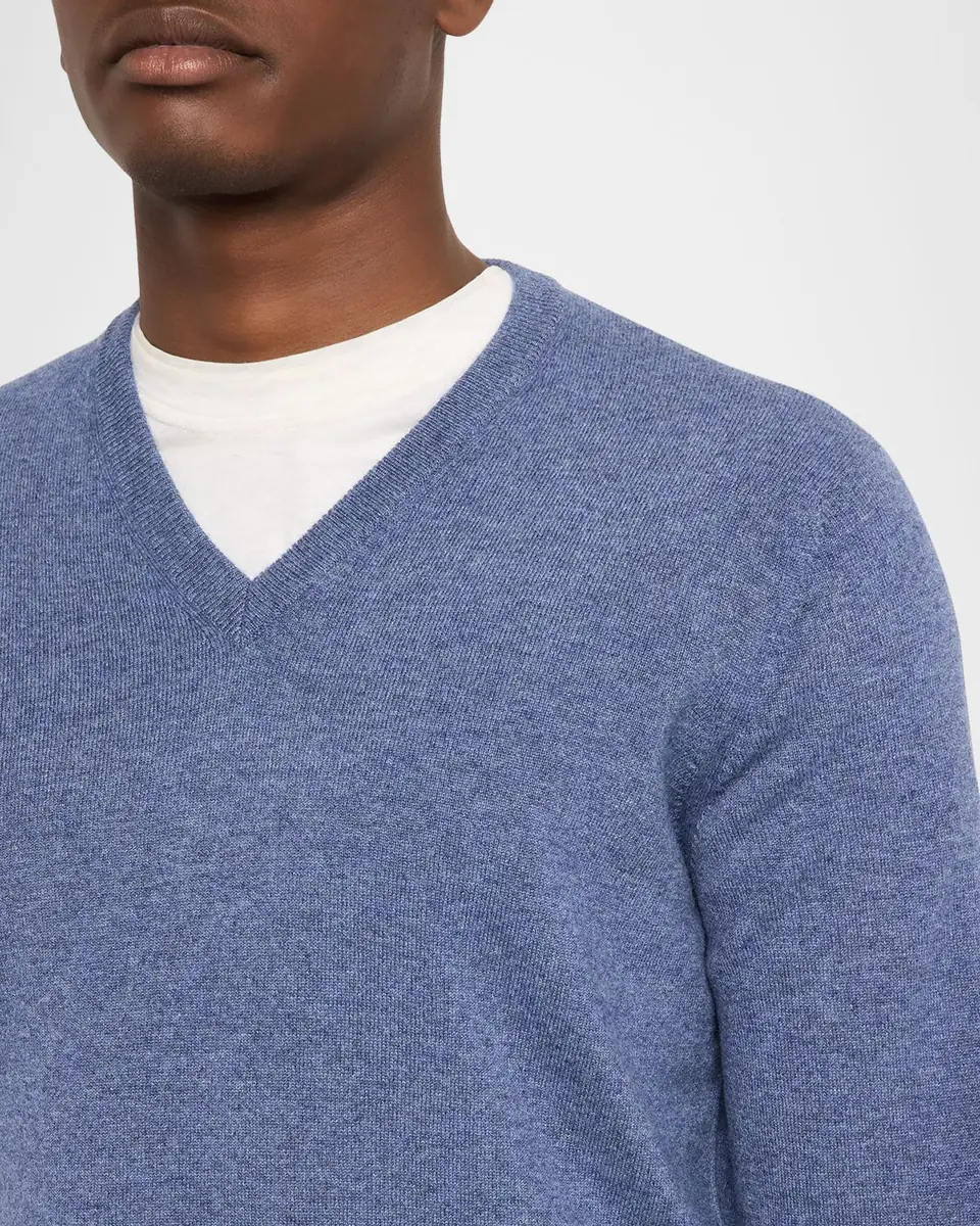 Brunello Cucinelli Men's Cashmere Knit V-Neck Sweater | Thumbnail 5