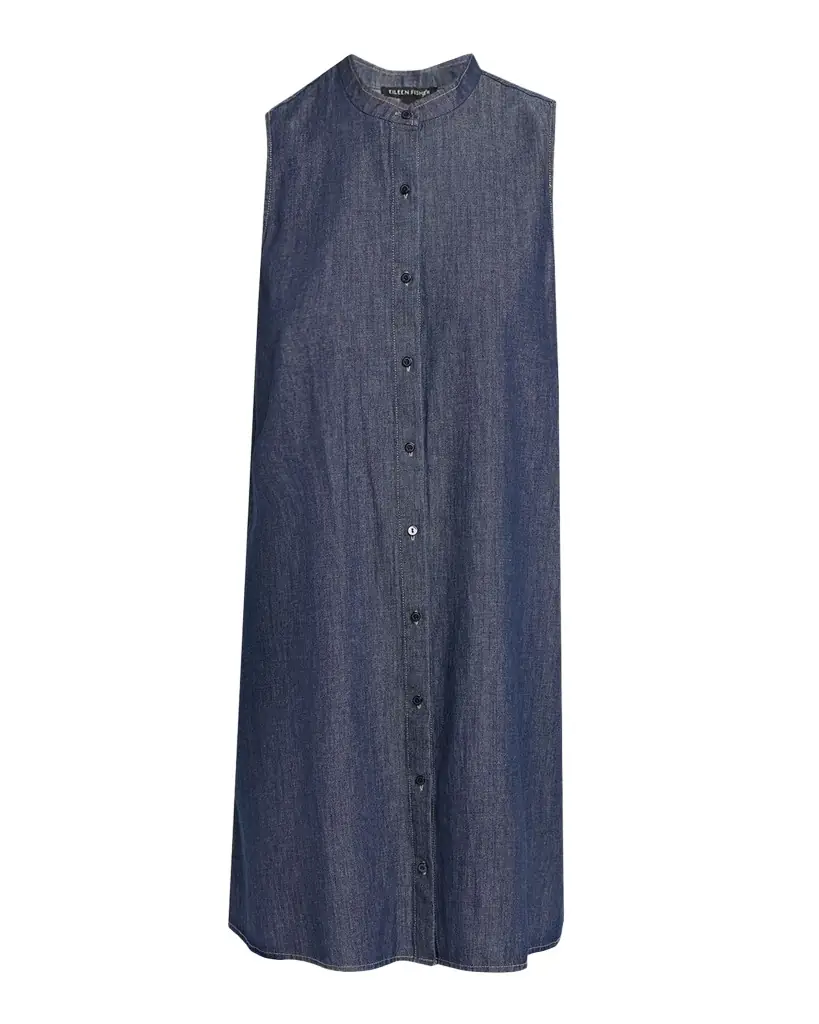 Eileen Fisher Sleeveless Organic Cotton Denim Mini Dress | Image 1 Eileen Fisher Sleeveless Organic Cotton Denim Mini Dress | Image 1