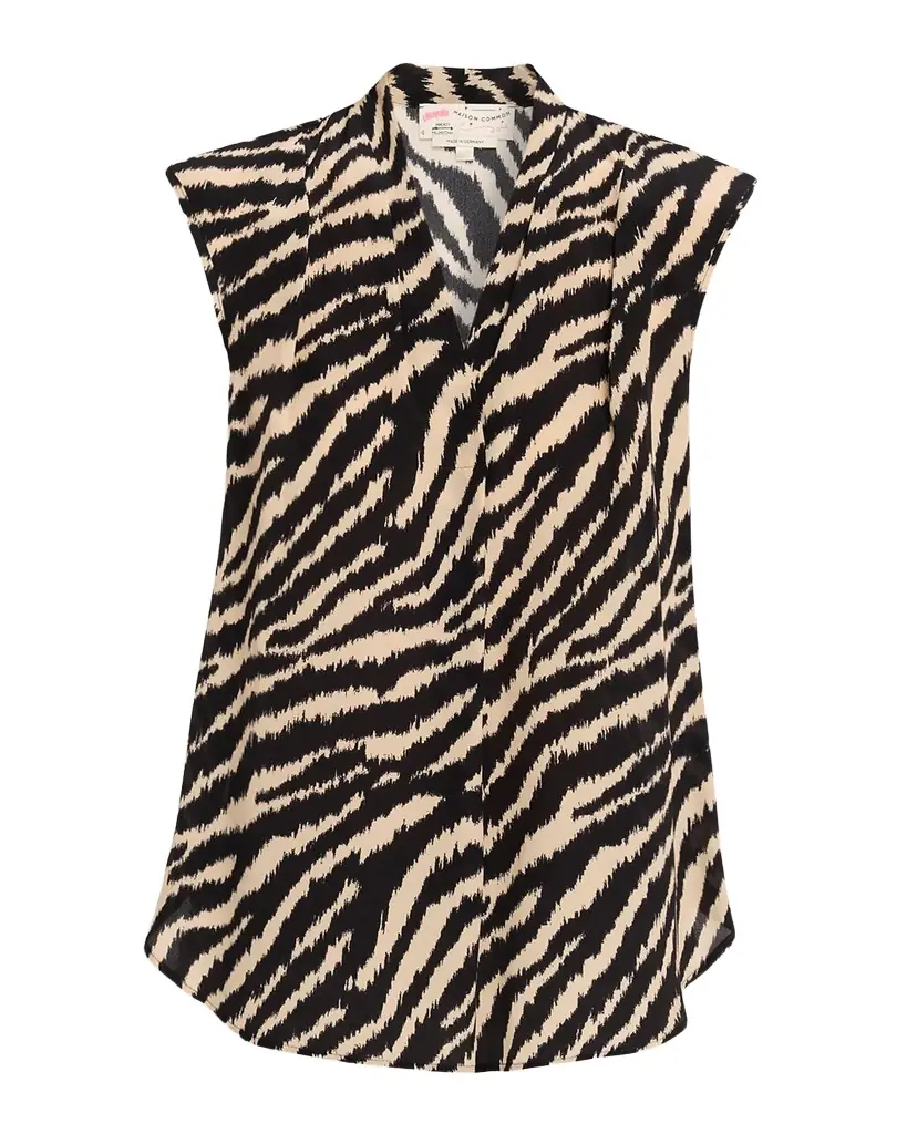 Maison Common Animal-Print Silk Sleeveless Blouse | Image 1 Maison Common Animal-Print Silk Sleeveless Blouse | Image 1