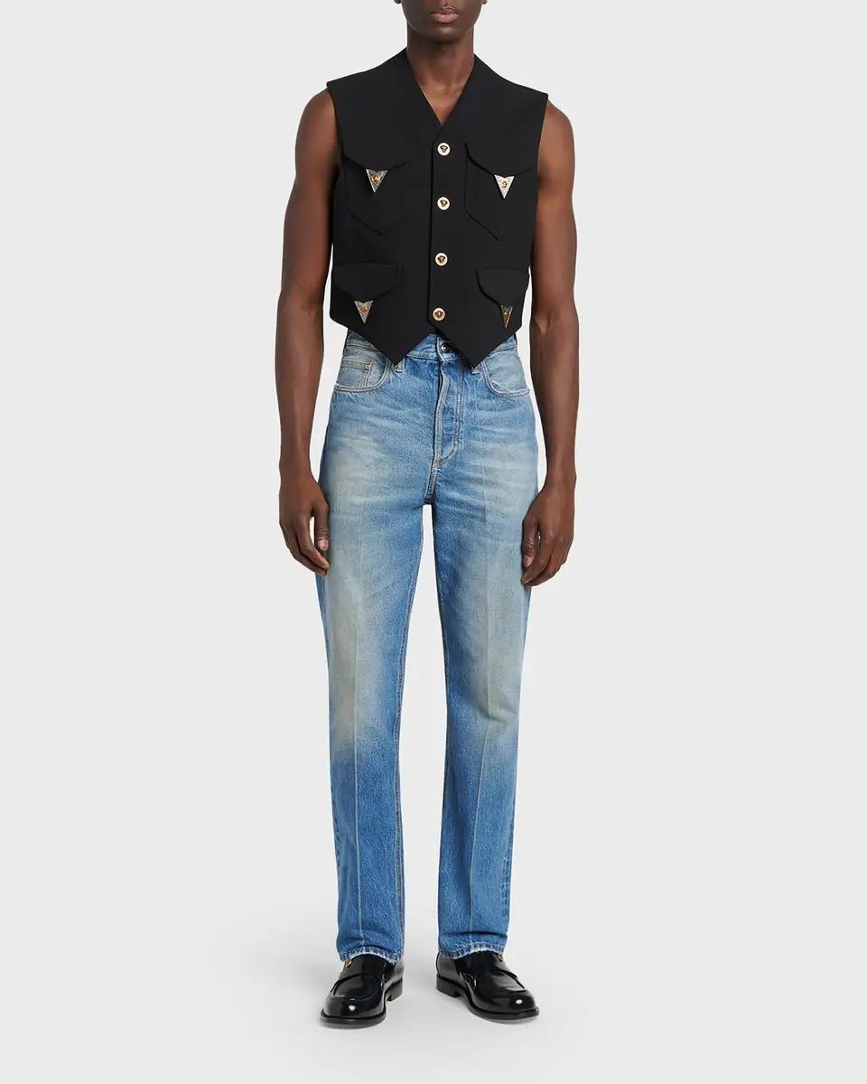 Versace Men's Straight-Leg Denim Jeans | Thumbnail 2 Versace Men's Straight-Leg Denim Jeans | Thumbnail 2