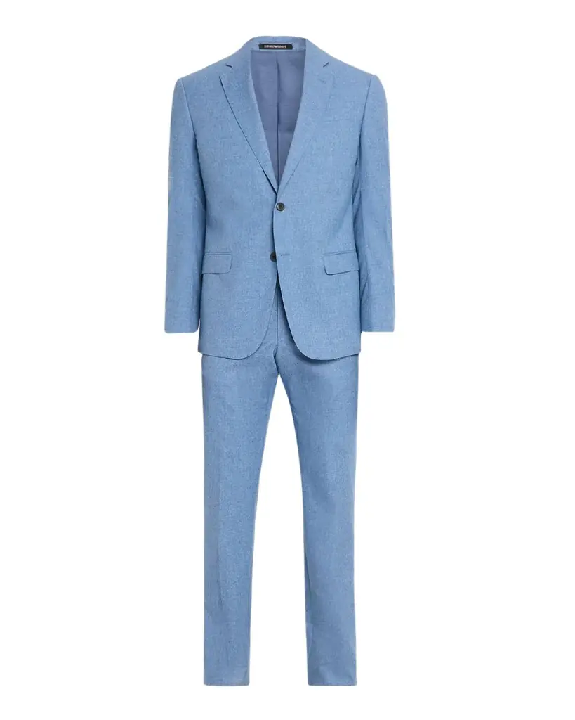 Emporio Armani Men's Wool, Cotton and Silk Sharkskin Two-Piece Suit | Image 1 Emporio Armani Men's Wool, Cotton and Silk Sharkskin Two-Piece Suit | Image 1