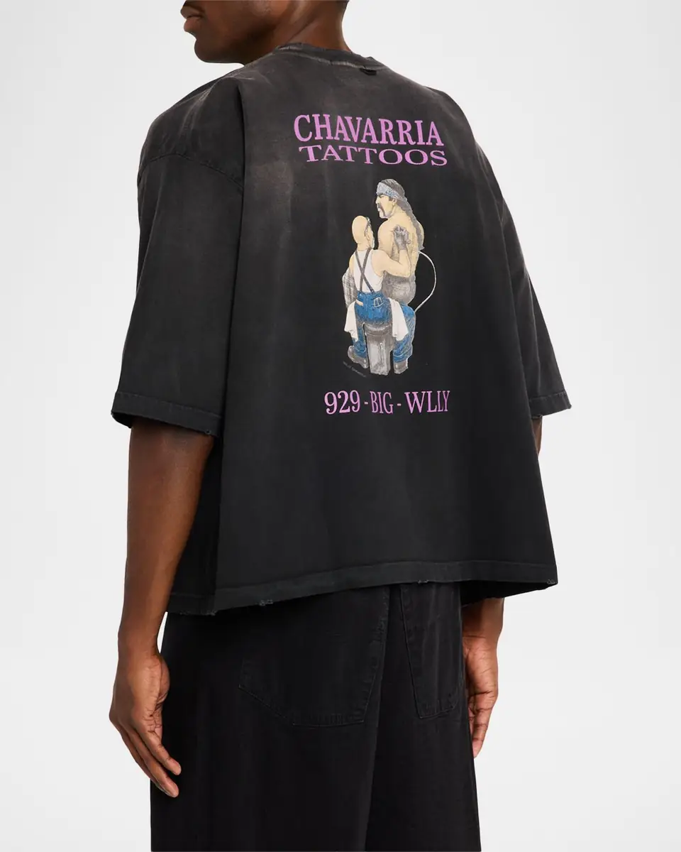 Willy Chavarria Men's Chavarria Tattoos Cotton Boxy Fit T-Shirt | Thumbnail 3 Willy Chavarria Men's Chavarria Tattoos Cotton Boxy Fit T-Shirt | Thumbnail 3