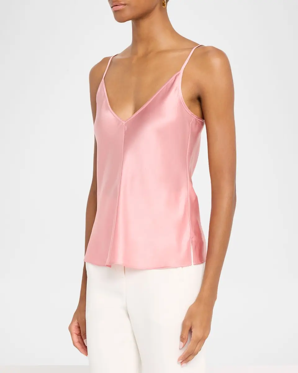 Veronica Beard Toby V-Neck Satin Top | Thumbnail 4
