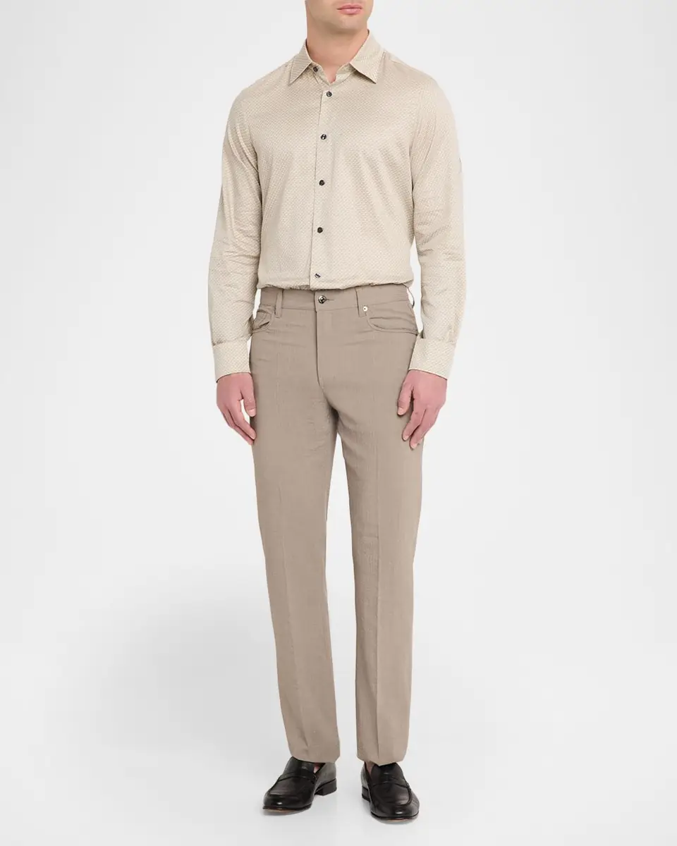 Emporio Armani Men's Cotton Stretch Micro-Abstract Sport Shirt | Thumbnail 2 Emporio Armani Men's Cotton Stretch Micro-Abstract Sport Shirt | Thumbnail 2