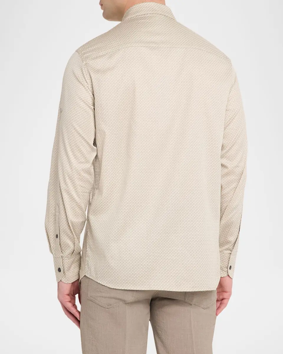 Emporio Armani Men's Cotton Stretch Micro-Abstract Sport Shirt | Thumbnail 3 Emporio Armani Men's Cotton Stretch Micro-Abstract Sport Shirt | Thumbnail 3