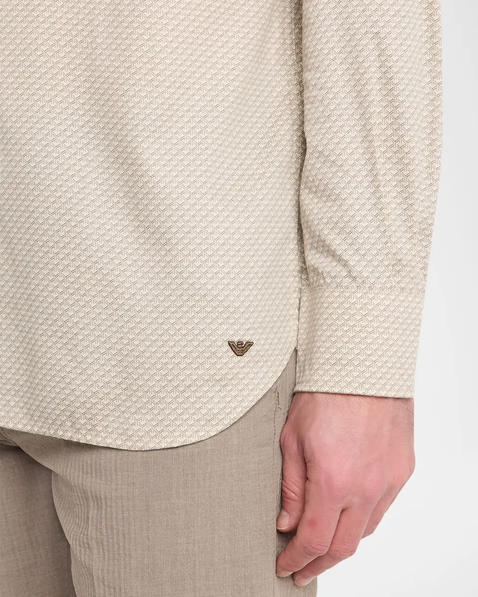Emporio Armani Men's Cotton Stretch Micro-Abstract Sport Shirt | Thumbnail 5 Emporio Armani Men's Cotton Stretch Micro-Abstract Sport Shirt | Thumbnail 5