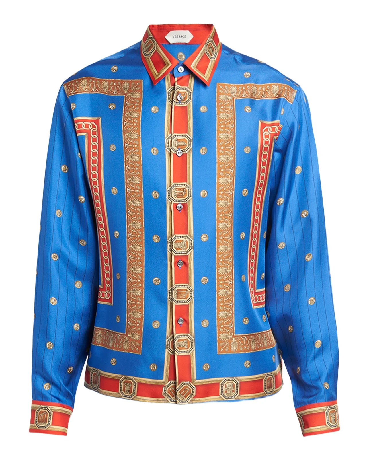Men's Barocco Button-Front Silk Shirt Men's Barocco Button-Front Silk Shirt