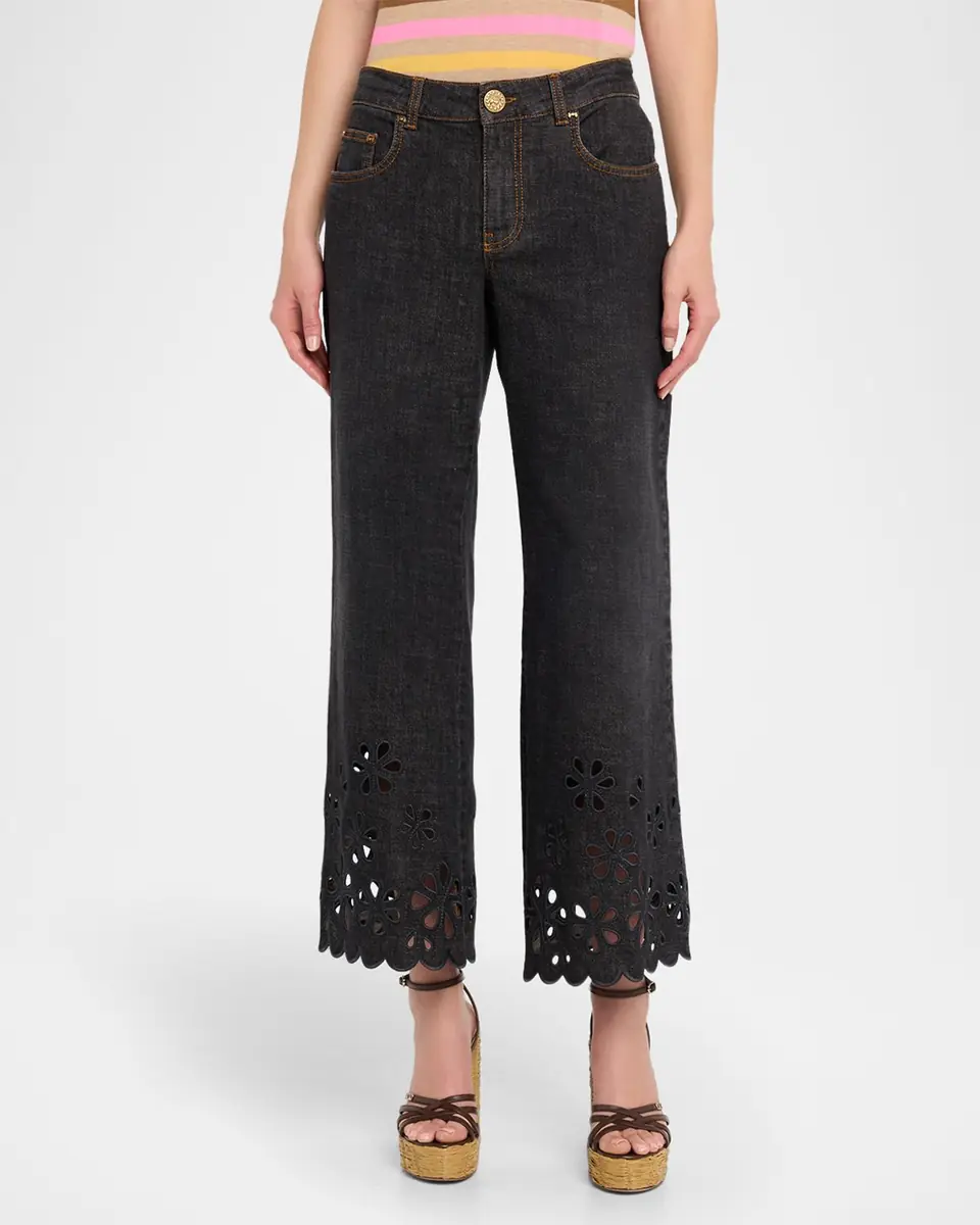 MAISON COMMON Eyelet Scalloped Flare Crop Jeans | Thumbnail 4 MAISON COMMON Eyelet Scalloped Flare Crop Jeans | Thumbnail 4