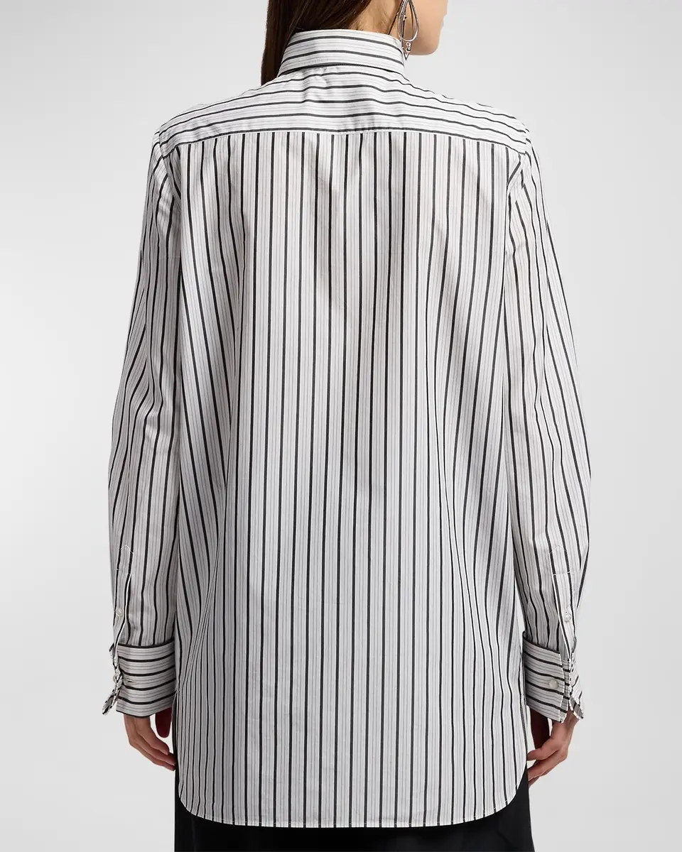 Ralph Lauren Collection Striped Cotton Poplin Bib-Front Shirt | Thumbnail 2 Ralph Lauren Collection Striped Cotton Poplin Bib-Front Shirt | Thumbnail 2