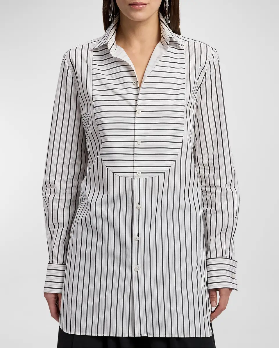 Ralph Lauren Collection Striped Cotton Poplin Bib-Front Shirt | Thumbnail 3 Ralph Lauren Collection Striped Cotton Poplin Bib-Front Shirt | Thumbnail 3