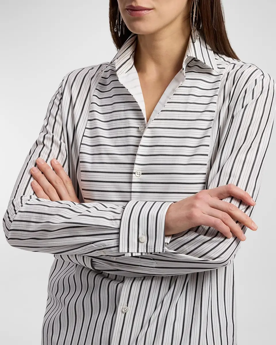 Ralph Lauren Collection Striped Cotton Poplin Bib-Front Shirt | Thumbnail 4 Ralph Lauren Collection Striped Cotton Poplin Bib-Front Shirt | Thumbnail 4