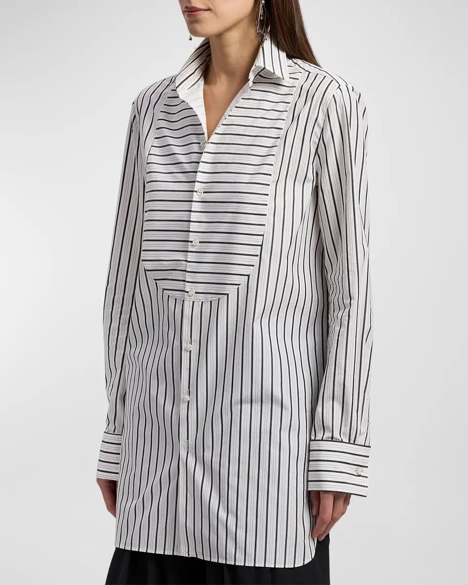 Ralph Lauren Collection Striped Cotton Poplin Bib-Front Shirt | Thumbnail 5 Ralph Lauren Collection Striped Cotton Poplin Bib-Front Shirt | Thumbnail 5