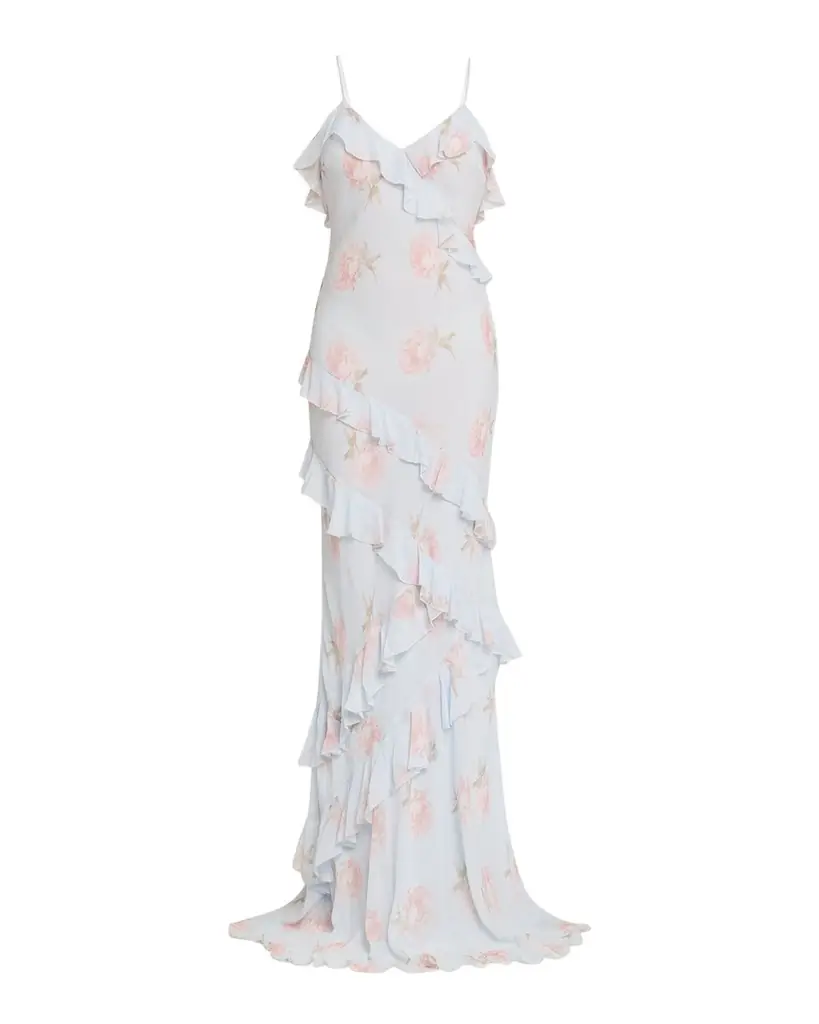 LoveShackFancy Rialto Asymmetric Ruffle Maxi Dress | Image 1 LoveShackFancy Rialto Asymmetric Ruffle Maxi Dress | Image 1