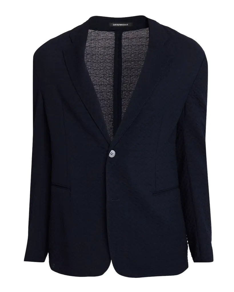 Emporio Armani Men's Chevron Jacquard Knit Blazer | Image 1 Emporio Armani Men's Chevron Jacquard Knit Blazer | Image 1