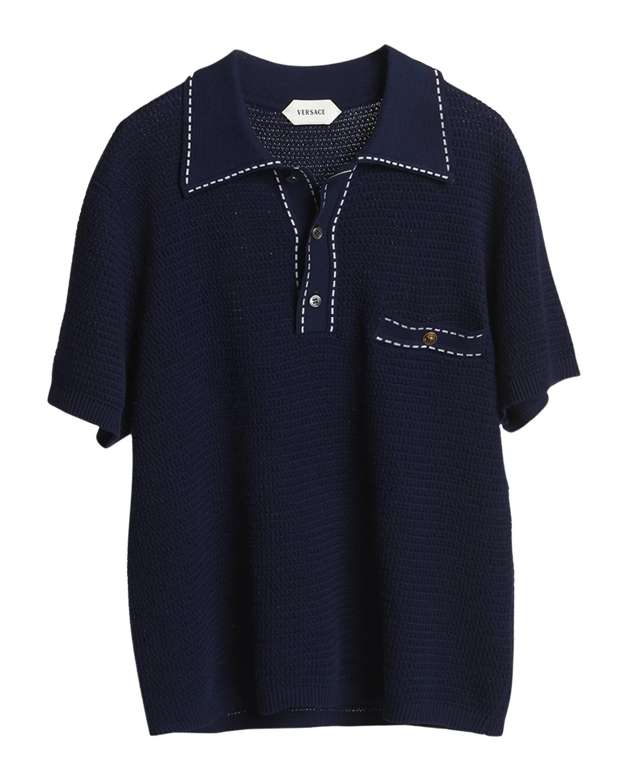 Men's Cotton Knit Polo Shirt with Contrast Stitching Men's Cotton Knit Polo Shirt with Contrast Stitching