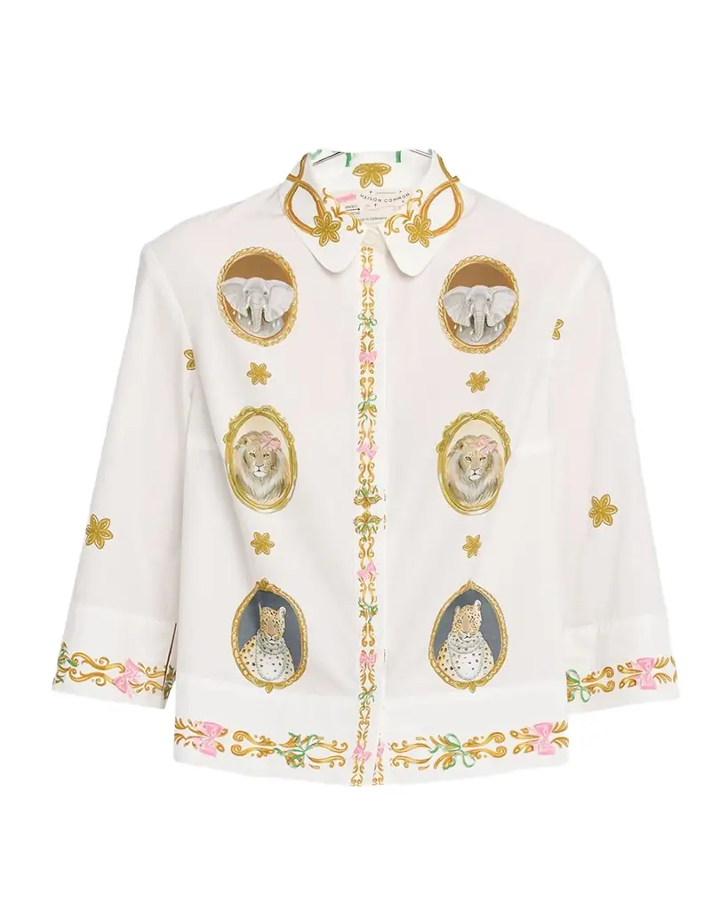 Maison Common Animal Frame Cotton Poplin Button-Down Shirt | Image 1 Maison Common Animal Frame Cotton Poplin Button-Down Shirt | Image 1