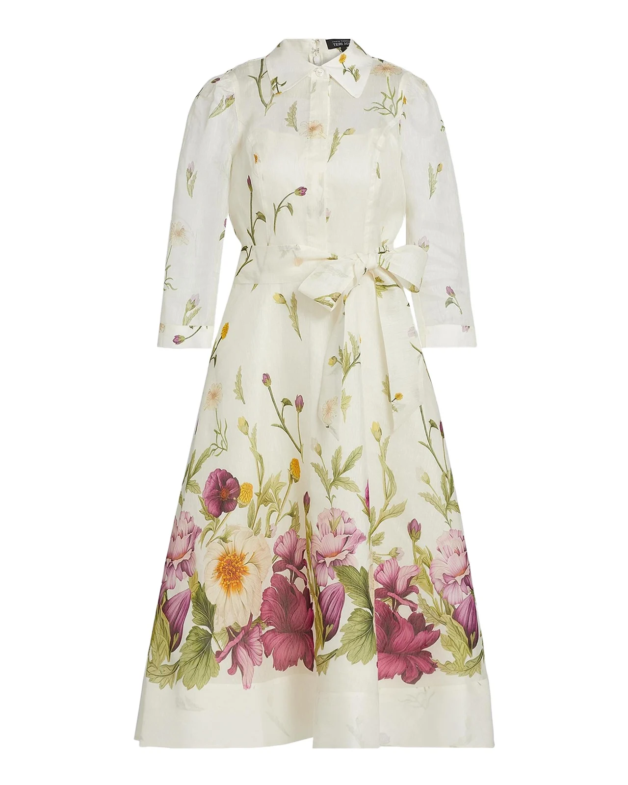 Belted Floral-Print Midi Shirtdress