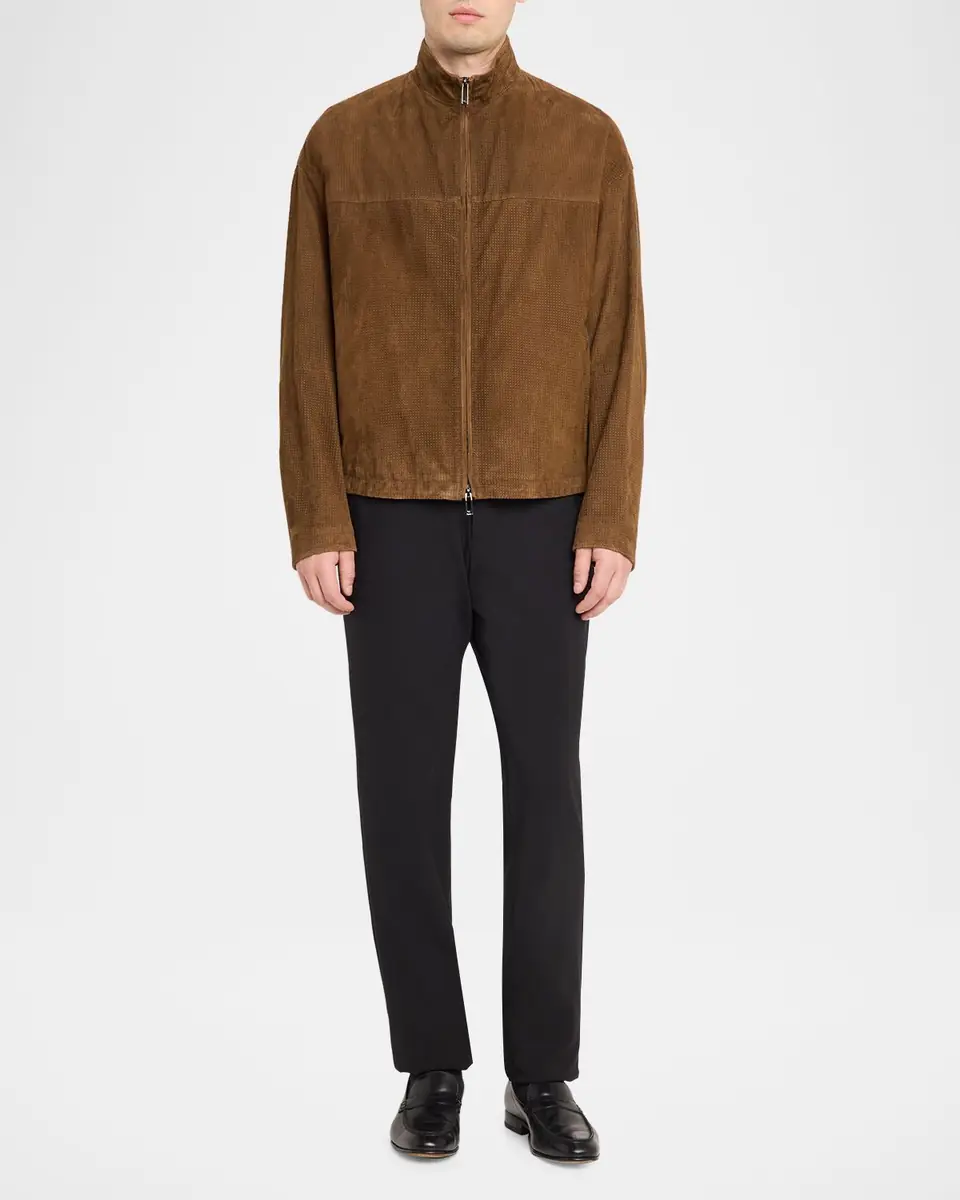 Emporio Armani Men's Perforated Suede Stand-Collar Blouson | Thumbnail 2 Emporio Armani Men's Perforated Suede Stand-Collar Blouson | Thumbnail 2