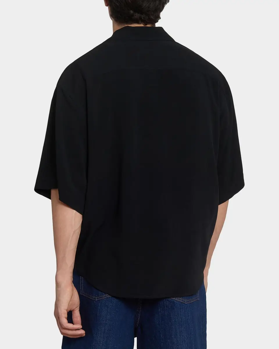Ami Paris Men's Embroidered Boxy-Fit Viscose Short-Sleeve Shirt | Thumbnail 3