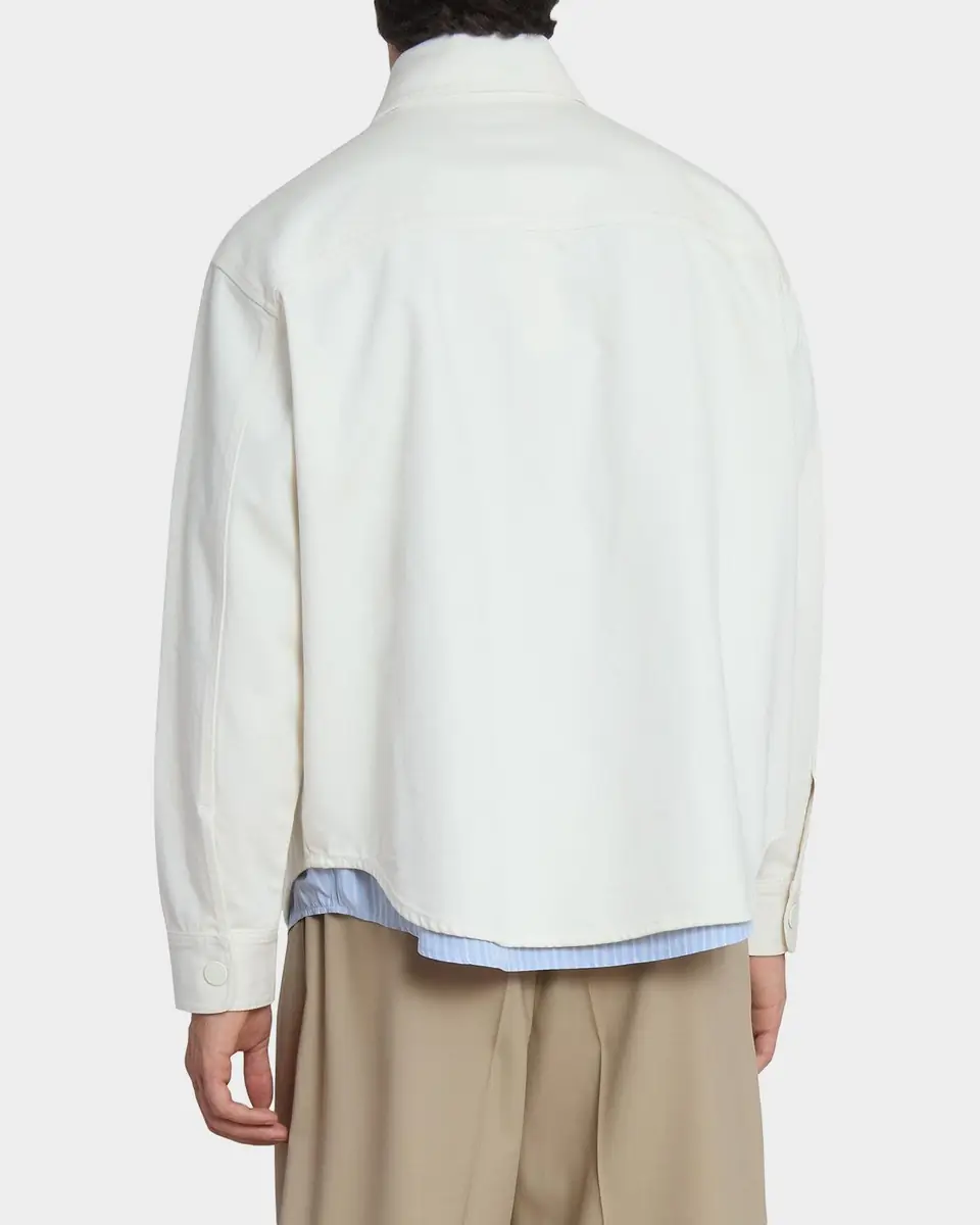 Ami Paris Men's Crochet Ami De Coeur White Denim Overshirt | Thumbnail 3