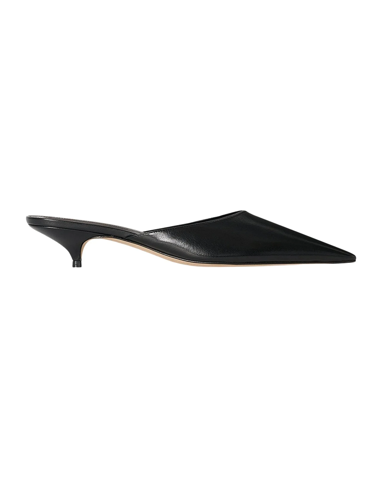 The Row Liisa Leather Kitten-Heel Mules