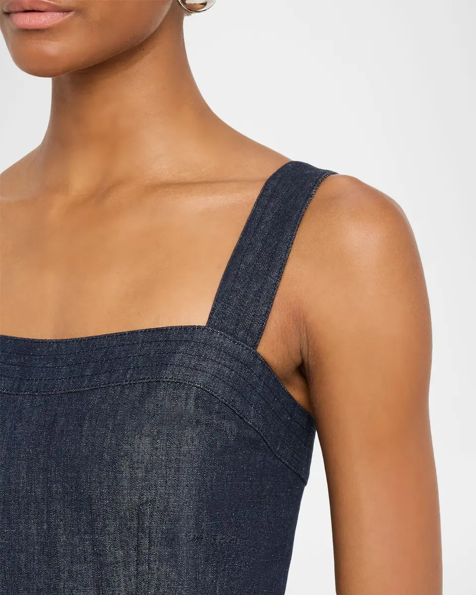 Veronica Beard Rosaura Floral-Embroidered Denim Midi Dress | Thumbnail 5 Veronica Beard Rosaura Floral-Embroidered Denim Midi Dress | Thumbnail 5