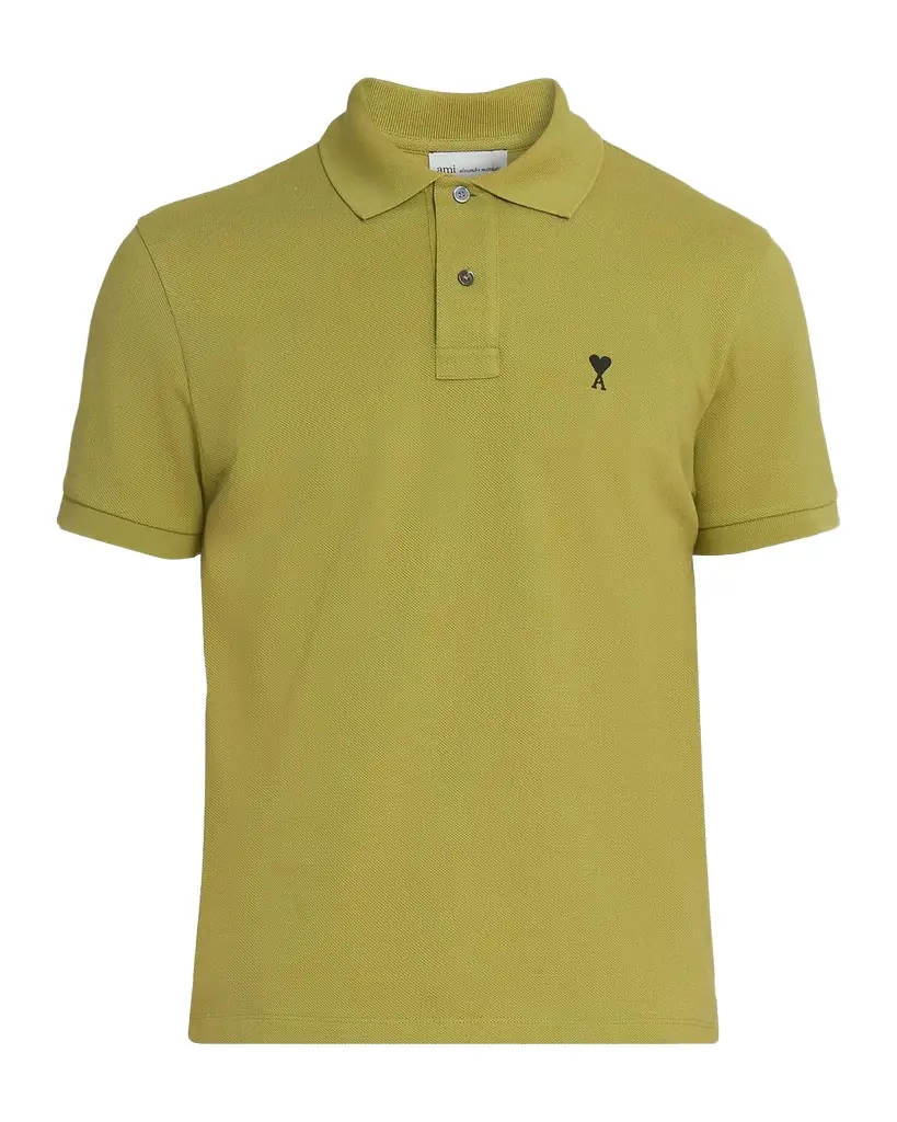 Ami Paris Men 's Cotton Pique Ami De Coeur Polo Shirt | Image 1 Ami Paris Men 's Cotton Pique Ami De Coeur Polo Shirt | Image 1