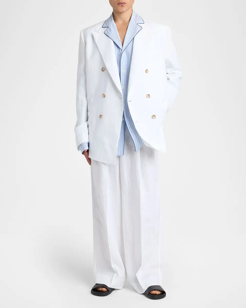Dolce & Gabbana Men's Cotton and Silk Stripe Button-Down Shirt with Piping | Thumbnail 2