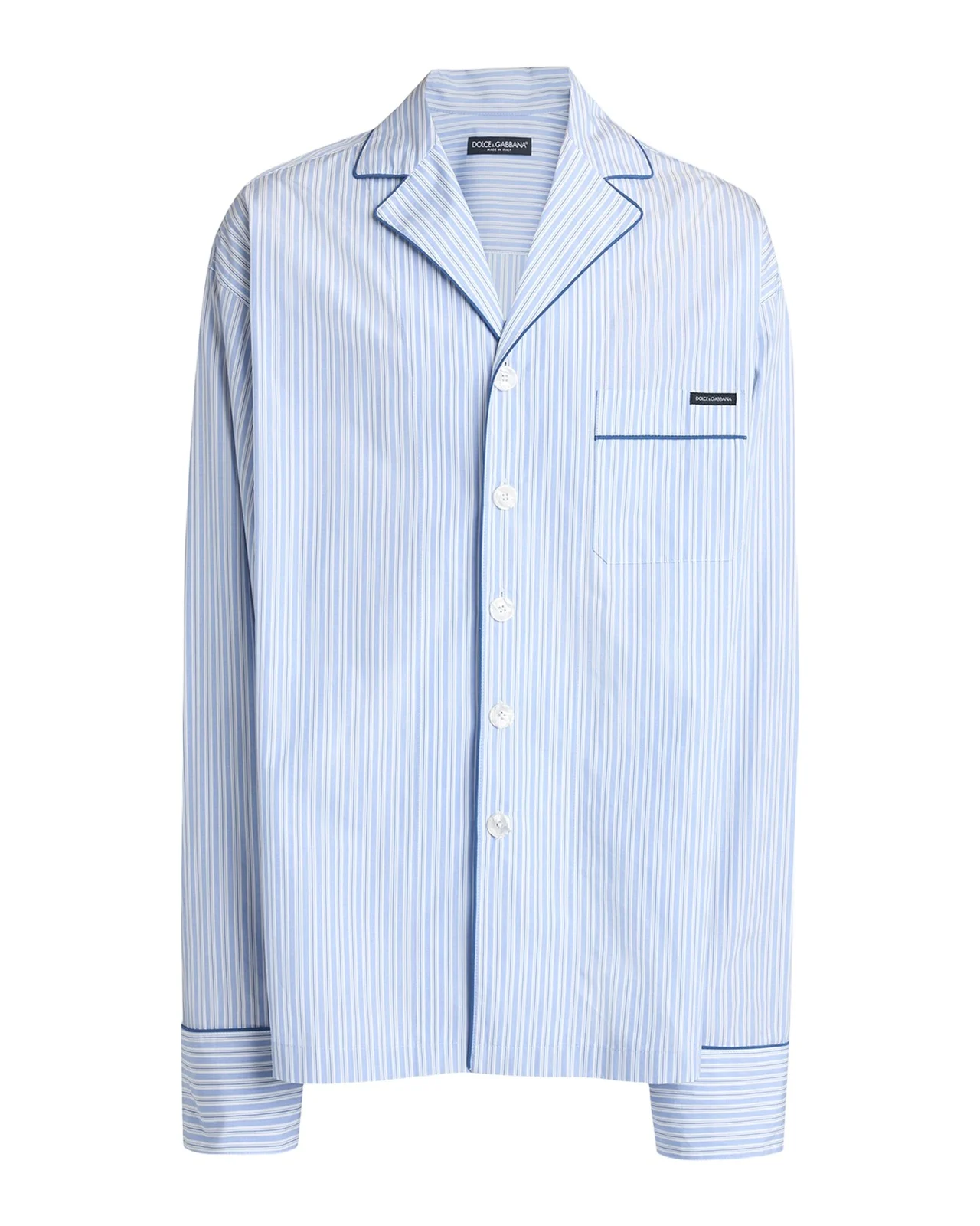 Men's Cotton and Silk Stripe Button-Down Shirt with Piping Men's Cotton and Silk Stripe Button-Down Shirt with Piping