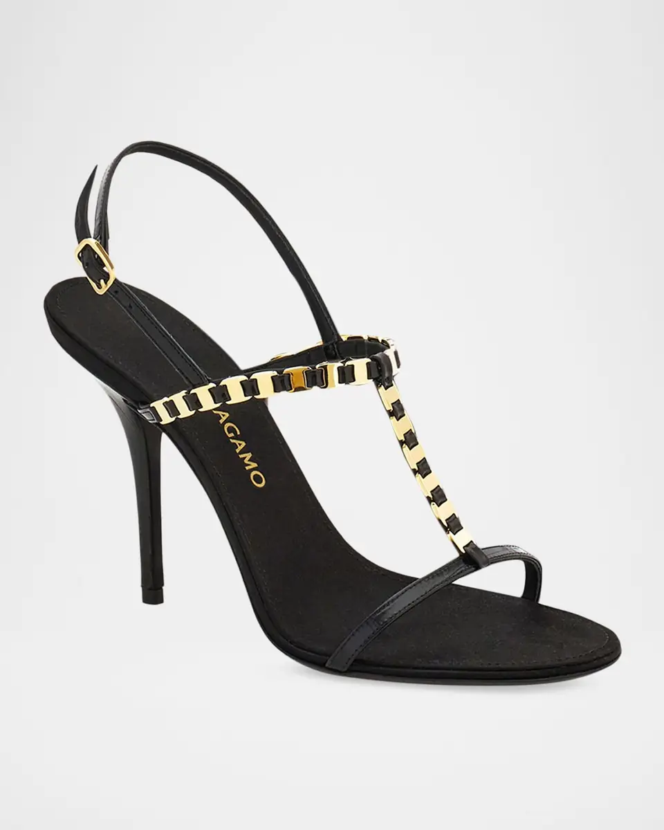 Ferragamo 95mm Estea Gancini Leather Sandals | Thumbnail 3