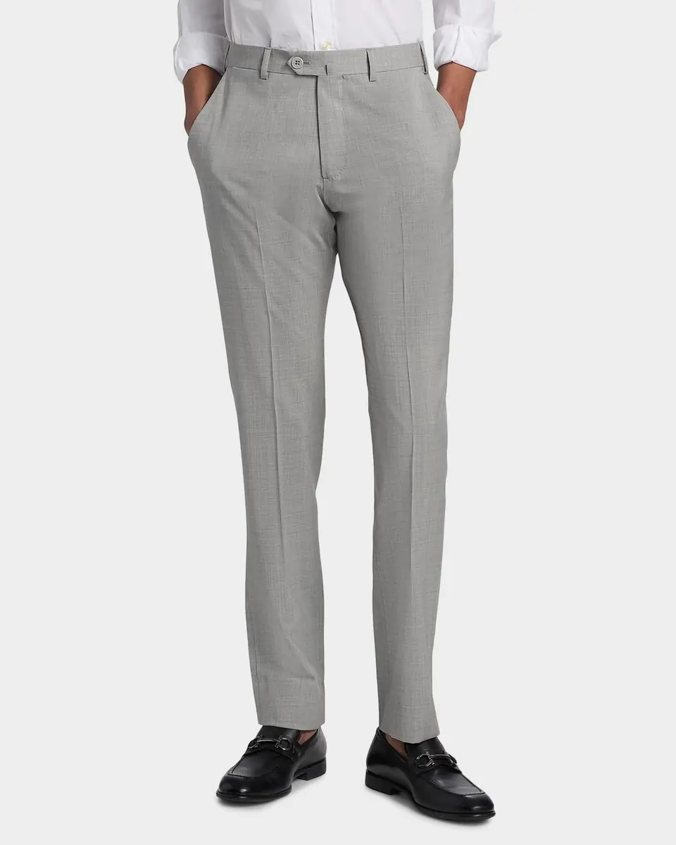 Emporio Armani Men's Wool Sharkskin Flat-Front Trousers | Thumbnail 4 Emporio Armani Men's Wool Sharkskin Flat-Front Trousers | Thumbnail 4