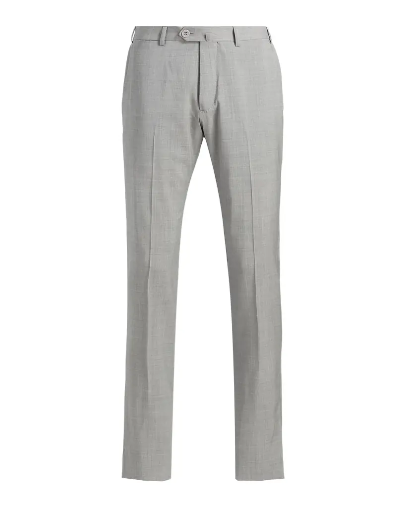 Emporio Armani Men's Wool Sharkskin Flat-Front Trousers | Image 1 Emporio Armani Men's Wool Sharkskin Flat-Front Trousers | Image 1