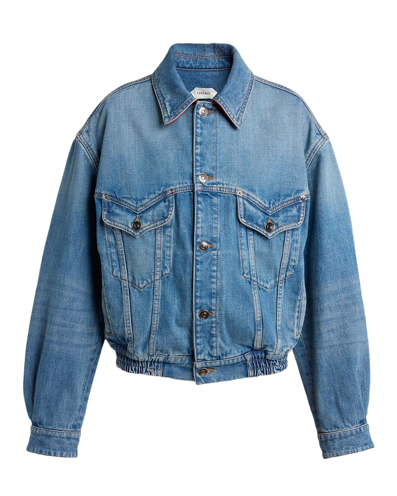 Versace Blouson Leather-Lined Denim Jacket