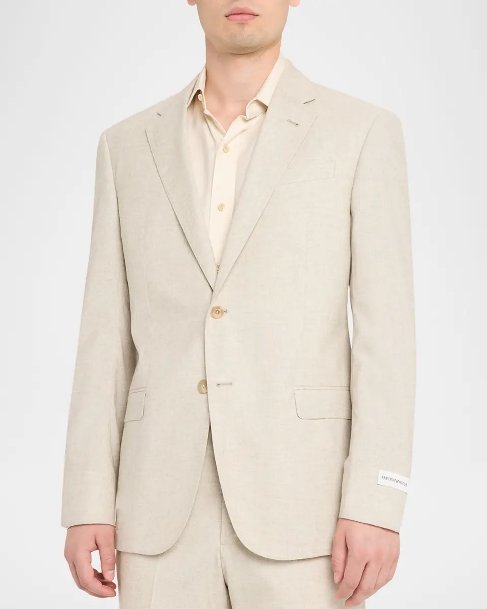 Emporio Armani Men's Wool, Cotton and Silk Sharkskin Two-Piece Suit | Thumbnail 4 Emporio Armani Men's Wool, Cotton and Silk Sharkskin Two-Piece Suit | Thumbnail 4