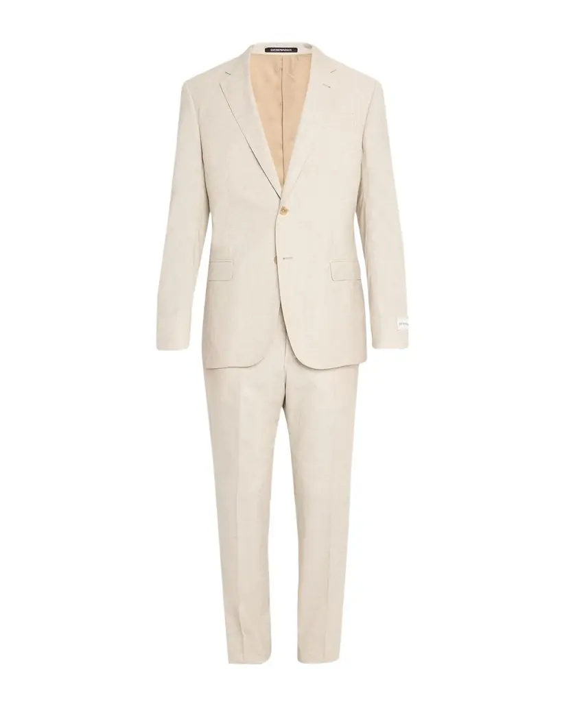 Emporio Armani Men's Wool, Cotton and Silk Sharkskin Two-Piece Suit | Image 1 Emporio Armani Men's Wool, Cotton and Silk Sharkskin Two-Piece Suit | Image 1